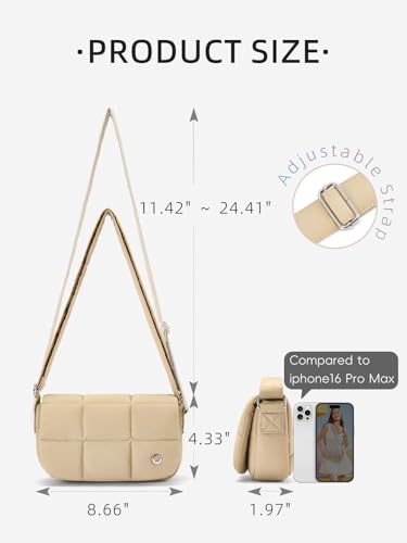 WESTBRONCO Small Puffer Crossbody Bags for Women Nylon Shoulder Bag Quilted Crossbody Purse with Adjustable Strap3