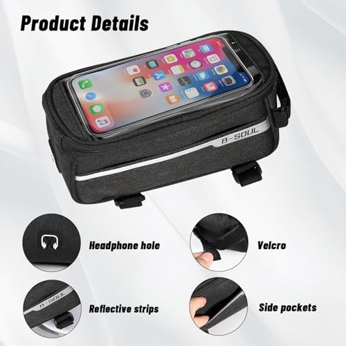 vvhippo Fahrradtasche für Rahmen und Lenker, Wasserdichte Handytasche mit TPU-Touchscreen, für Handys unter 7 Zoll