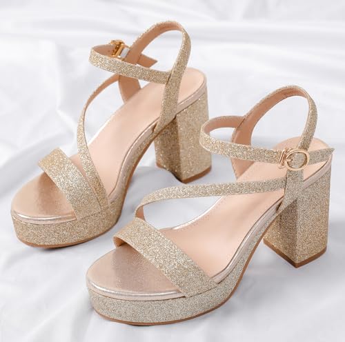 DADAWEN Platform Heels for Women High Block Chunky Open Toe Ankle Strap Heeled Sandals Wedding Party Evening Prom Dance Dress Pump Sandals Shoes4