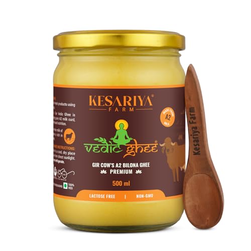 Vedic Ghee Premium A2 Gir Cow Cultured Desi Ghee from Kesariya Farm | Vedic Bilona Two Way Churned | Indian Gir Cow Ghee, Pure A2 Ghee, Natural & Heal