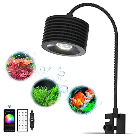 Lominie LED Aquarium Light 3 Modes Dimmable and Timed Nano Planted Tank Light 6500K with Gooseneck, for Plant Freshwater Aquarium Fish Tank Refugium (F20 Freshwater) Cover