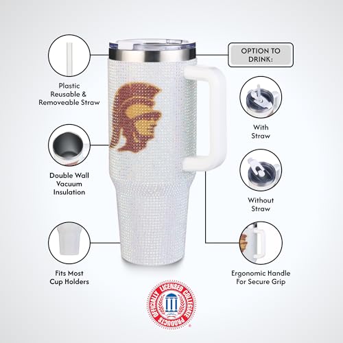 Image of The Memory Company Officially Licensed 40oz White Bling Game Day Tumbler, University of Southern California