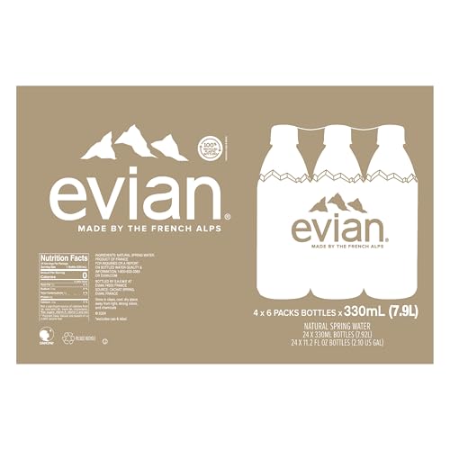 Evian Natural Spring Water, 330 ML (11.15 fl oz) bottles, 24 pack