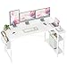 BEXEVUE L Shaped Corner Desk - 140x70 cm Study Office Gaming Desk, Computer Desk Small Writing Table, Large Reversible Storage Shelves, Bookshelf Workstation for Study Play Work Home Office, White