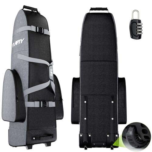APTY Padded Golf Club Travel Bag with Wheels, Golf Luggage Cover Case for Airline - with Luggage Lock, Waterproof Coating Layer, 1200D Wear-Resistant Oxford, Universal Size