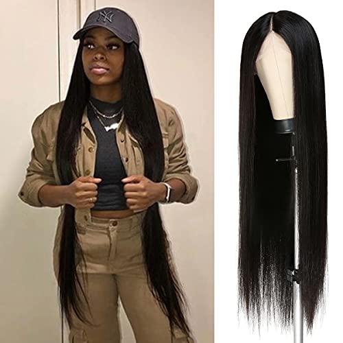 Celebrity 36 Inch HD Lace Front Wig Straight Virgin Human Hair Wigs for Black Women Closure Wig Pre Plucked with Baby Hair Middle Part Wig 150% Density Deep Part (36 Inch, Natural)