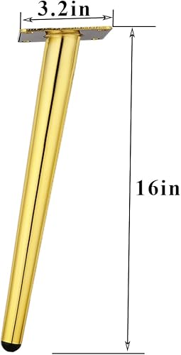Miniatura 2 de Osring Patas redondas de acero para muebles de 16 pulgadas, patas redondas cónicas para sofá, patas de gabinete de metal inclinadas, herrajes para