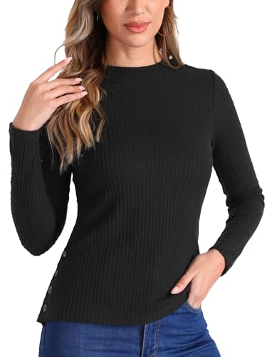 Image of Allegra K Basic Knit Sweater for Women's Stretch Long Sleeve Crew Neck Casual Sweater Tops