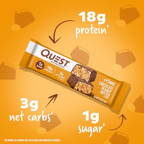 Quest Nutrition QHBCPB12M12 Crispy Chocolate Peanut Butter Hero Protein Bar, 18G Protein, 1G Sugar, 3G Net Carb thumb #1