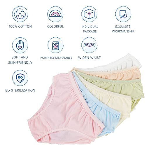 Image of 20 /10 /5 Pack Women's Disposable 100% Cotton Underwear Ladies Briefs Panties for Travel Hotel Spa Hospital Stays Emergencies