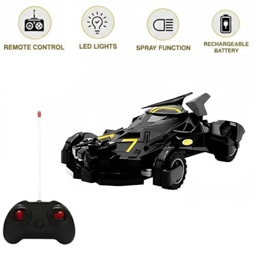 Image of Remote Control Car Toy for Kids | High Speed Remote Control with Mist Spray, LED Lights Vehicle |Rechargeable Super Hero Cars Spray Smoke Car for Boys, Adults