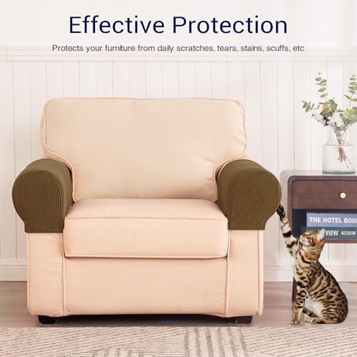 image for SUBRTEX Stretch Armrest Covers Anti-Slip Upgraded Spandex Arm Covers f