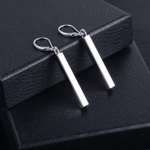 925 Sterling Silver Bar Dangle Drop Earrings for Women, 14K Gold French Style Leverback Dangle Drop Earrings, Hypoallergenic Jewelry2