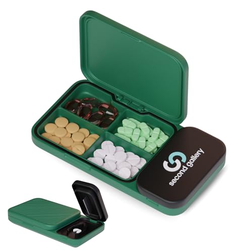 Second Gallery® | Pastillero Semanal 4 Tomas con Cortador de Pastillas | Pastillero Diario para Medicamentos | Organizador de Pastillas Semana Completa Portátil y Práctico de Viaje | DAP(Forest Core)