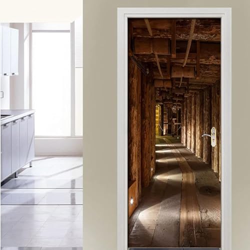 Adhesivo Mural Puerta 3D Vista Del Corredor 95 X 215 Cm - Etiqueta Autoadhesiva De La Pared De La Puerta Papel Tapiz Diy Decoración Del Hogar - Sala De Estar Dormitorio Cocina Habitaci-52768353490178