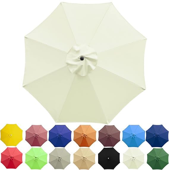 SANTUO Sonnenschirm Ersatzbezug 2m/2.3m/2.5m/2.7m/3m/3.5m/4m 6/8 Streben, UV-Schutz Ampelschirm Bezug, Wasserdicht Schirmbezug Sonnenschirm Ersatzteile für Balkon, Garten, Pool und Strand