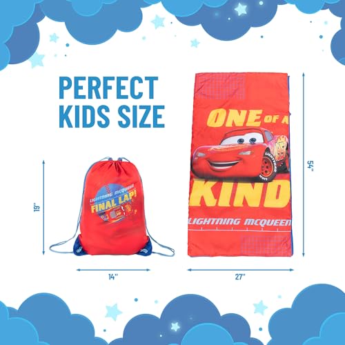Image of Jay Franco Disney Pixar Cars One of A Kind Slumber Sack - Cozy & Warm Kids Lightweight Slumber Bag /Sleeping Bag - Featuring Lighting McQueen