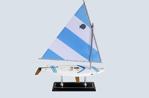 LK Decoración de barco de vela modelo Sunfish de madera 16"-9