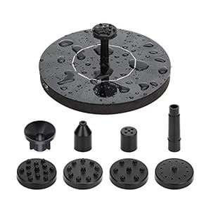 A/O Fontein op zonne-energie, 13 cm, 6 sproeiers, op zonne-energie, vogelbad-waterfonteinpaneel, kleine mini-fonteinset…