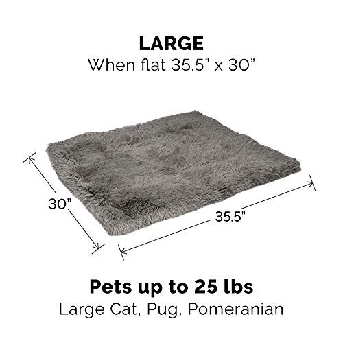 Furhaven Self-Warming Cat Bed For Indoor Cats, 4-Beds-In-1 & Washable - Plush Long Faux Fur Convertible Cuddler - Gray, Large #TOP2