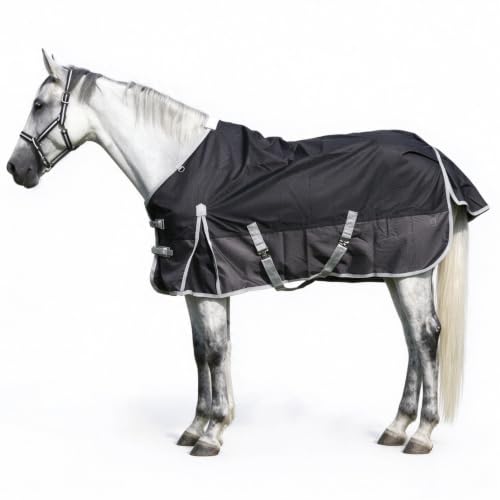 1200D-Horse-Blanket-No-Fill-Turnout-Rain-Sheet-Black-Grey-84IN 1200D Horse Blanket No-Fill, Turnout Rain Sheet (Black Grey, 84IN) - Image 1