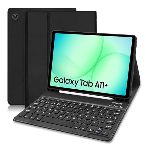 XUKUWU Funda Teclado para Samsung Galaxy Tab A11 Plus 2025/ A9 Plus 11 Pulgadas 2023, QWERTY Español Ñ, Funda con Teclado Bluetooth Magnético Desmontable para Samsung Galaxy Tab A11+ / A9+, Negro