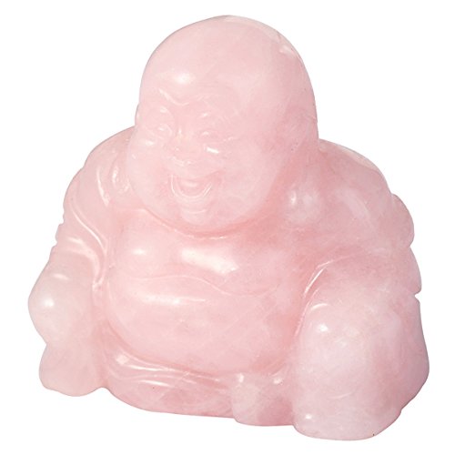 Estatua de Budda feliz de cuarzo rosa 3.6 cm