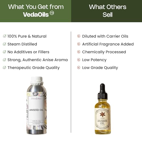 Image of VedaOils Aniseed Oil 100ml | 100% Pure & Natural | Steam Distilled for Aromatherapy, Hair & Skin Care