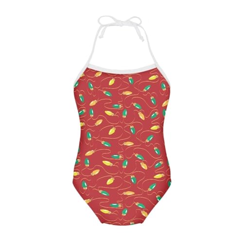 Image of Girls One Pieces Christmas Swimsuit Cute Swimwear Bathing Suits Beach Sport Halter Swimwear Vacation Pool Party Size