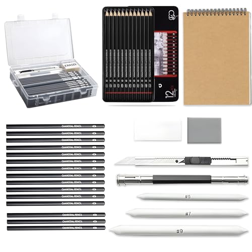 Image of Sketch Pencil Set, Drawing Pencil Set and Shading Pencils Set for Artists, Perfect Sketching Kit of Charcol Pencils and Shading Art with Carry Box and A5 Sketch Book (60 Pieces)