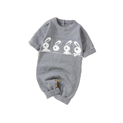 Lindo pelele de bebé con diseño de conejito para niños suave recién nacido mono de una pieza para primavera ideal para viajes diarios, gris, 6-9 meses