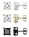 FIBO STEEL 3 Pairs Stainless Steel Studs Earrings for Men Women Cubic Zirconia Inlaid,8mm Available