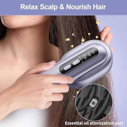 Image of Electric Scalp Massage Comb,Portable Scalp Massager Electric,Unique Essential Oil Atomization Function,Massaging Thescalp While Nourishing Hair,Relieve Head Pressure,Purple