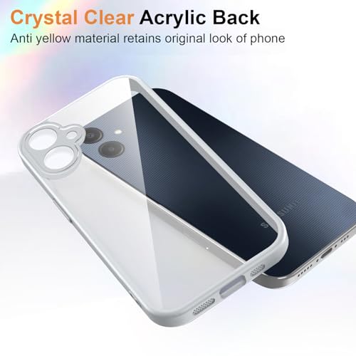 Image of Kapa Hawkeye Clear Slim Tough Back Cover for Samsung Galaxy F70e 5G | Camera Lens Protector Anti Yellow Shockproof Clear Hybrid Case Cover (Grey Sides)