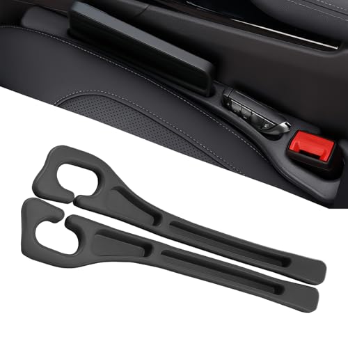 AMZAUTO Car Seat Gap Filler, 2 Pack Car Seat Gap Filler Organizer, Anti-Drop Side Console Storage Pocket with Storage Slot, Universal for Auto SUV Truck Interior Accessories, Black