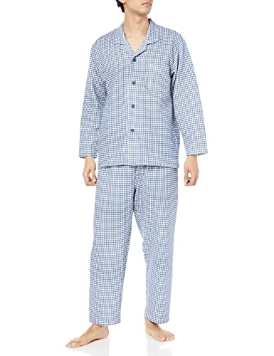 [グンゼ] パジャマ 脇縫目無し 長袖長パンツ（パンツ前あき）ダイヤキルト メンズ ネービーブルー M