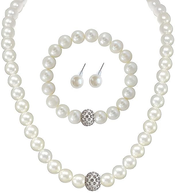 instaZONE Pearl Necklace for Women Men White Round Simulated Shell Pearl Necklace Bracelet Earrings 6/8MM Choker Pearl Necklace Set for Women Girls (B0BHKKGHJD) Amazon Price History, Amazon Price Tracker