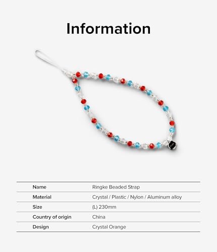 Image of Ringke Beaded Strap Compatible for Cell Phone Case, Cute Aesthetic Stone Beads Charm Keychain Wrist Hand Bracelet Strap for Phone Cover Decoration Accessories for Women, Girls