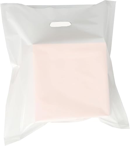Krodtige Paquete de 100 bolsas blancas extragrandes de 20 x 22 x 2 mil de grosor con asas troqueladas, bolsas de plástico brillante perfectas para