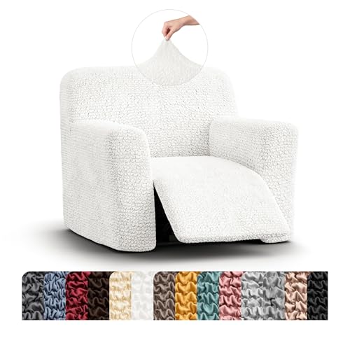PAULATO BY GA.I.CO. PAULATO BY GA.I.CO. Recliner Cover – Soft Form-Fit Slipcover – Stretch 1-Piece Reclining Furniture Protector – Machine Washable Hypoallergenic Fabric – Crisp White (Recliner 24"-39" Wide) sold by Mamma Mia Covers - Amazon