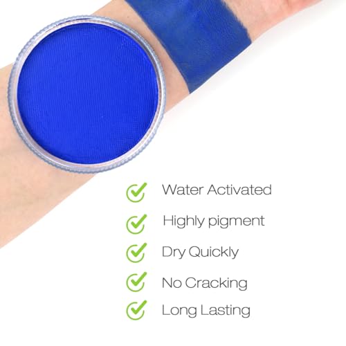 Bowitzki 30g Professional Face Paint Body Paint Water Based Face painting Makeup for Adults Split Cake Single Color Halloween Christmas Party - Blue
