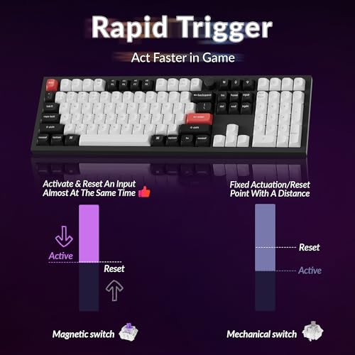 Keychron Q6 HE Wireless Custom Mechanical 100% Full Keyboard, 2.4 GHz/Bluetooth/Wired QMK Rapid Trigger Hot-Swappable Programmable Gateron Double-Rail Magnetic Switches for Mac Windows, Carbon Black