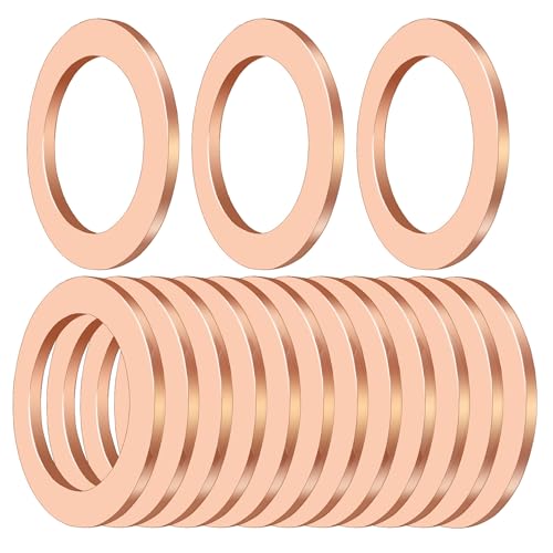15 PCS Oil Drain Plug Gasket, 14mm Copper Crush Washer Oil Sealing Gaskets, Drain Plug Washer Replacement Compatible with OEM PN 007603-014106, Automotive Car Accessories