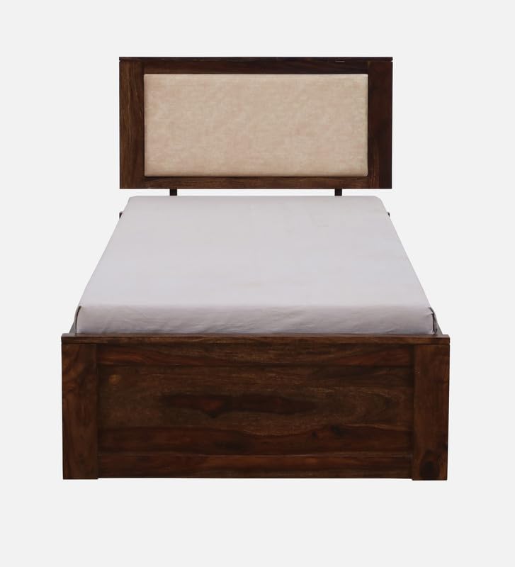 Image of Solid Sheesham Wood Pearl Single Bed with Box Storage | Wooden Single Bed Cot Palang Furniture for Bedroom Living Room Home and Hotel (Provincial Teak Finish)