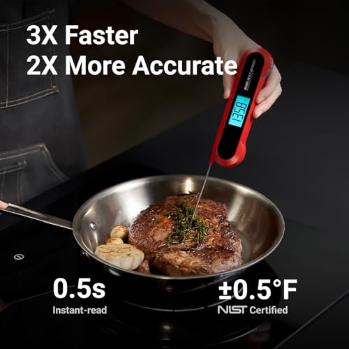 ThermoMaven Professional Meat Thermometer Digital, 3X Faster (0.5sec) Instant Read with High Accuracy(±0.5°F), IP67 Waterproof & Backlit for Grill, BBQ, Oven, Smoker, Kitchen, Certified by NSF & NIST