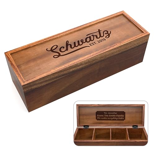 Personalized Tea Box – Elegant Wooden Tea Bag Organizer with