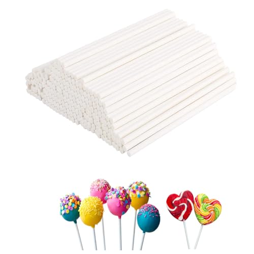 HarttiHome 100PCS Lollipop Sticks, 4 Zoll Kuchen Pop Sticks Papier Sticks für Cakepop, harte Süßigkeit, Cupcake Toppers, Regenbogen Süßigkeiten, Süßigkeiten Äpfel, Schokolade, Kekse