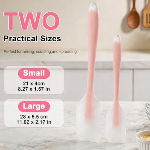 Image of 2Pcs Silicone Spatulas,Translucent Heat Resistant Flexible Non-stick Spatula,Food Grade Kitchen Essential Grip Gadgets Premium Scraper(Pink,Mix)