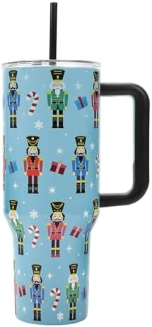Bioworld Nutcrackers Vacuum Insulated 40 Oz. Stainless Steel Tumbler with Reusable Straw & Leak-Proof Lid Easy Carry Handle for Travel or Home - Thumbnail 4