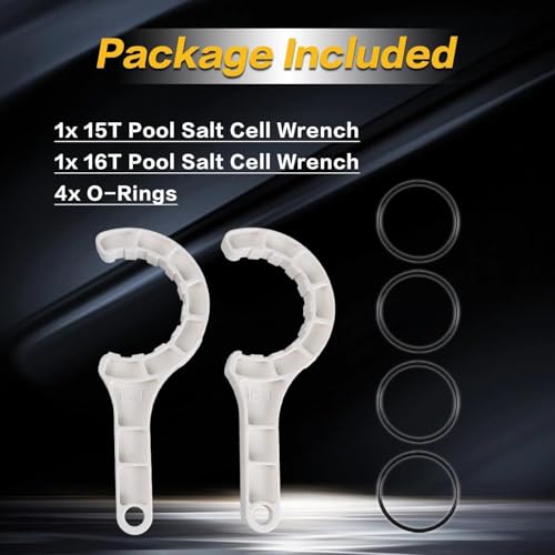 TANILES 15 & 16 Pads Salt Water Chlorinator Wrench for Hayward GLX-Cell 2" Union Pool Maintenance Kit with 4 O-Rings, White by TANILES - Used condition - Image 2